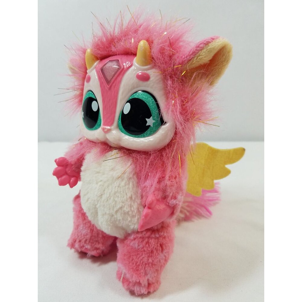 Magic Mixies Pink interactive plush toy 8" teal eyes gold wings misting cauldron